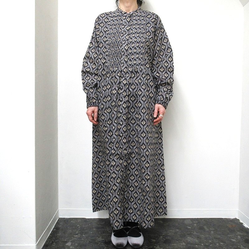 sosotto ツタ柄細ピンタックウエストドロストワンピース /CH04